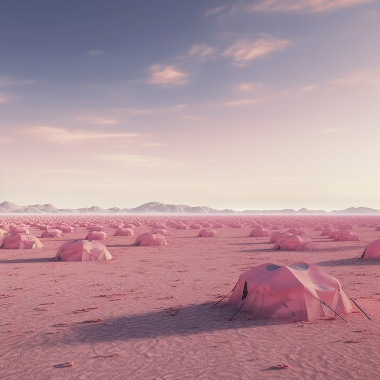 Pink tent in the pink desert