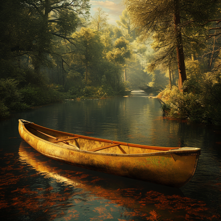 small_canoe_on_a_river_in_a_beautiful_forest_He_who__37615846-d22e-4da9-82ea-2b0d4f167fba.png