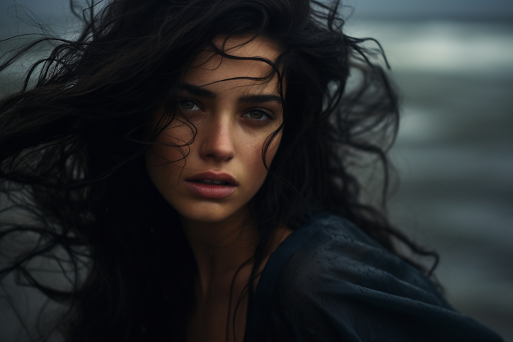 A dark hair woman portrait