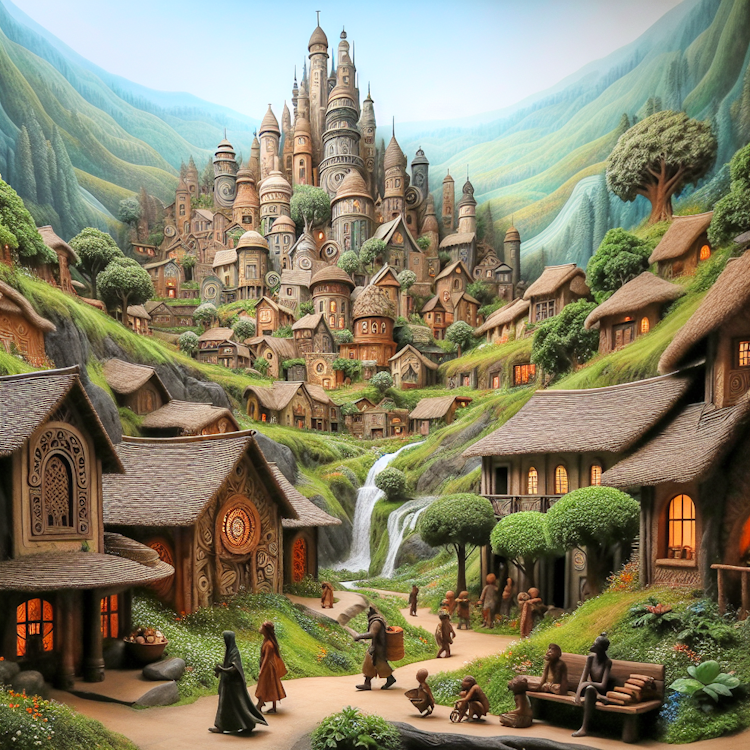 Whimsical, storybook-inspired village with charming, organic architecture