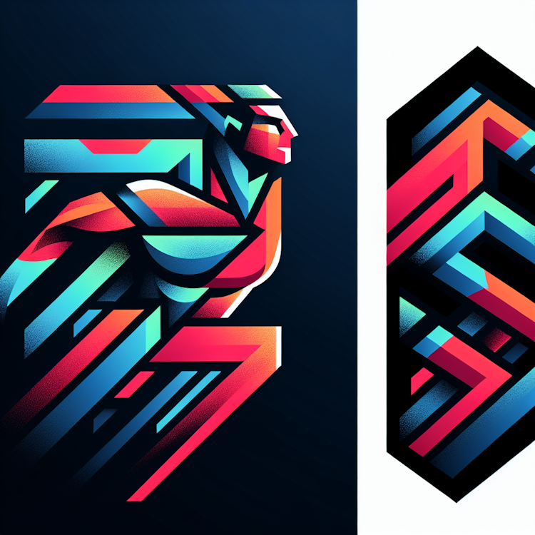 A dynamic, geometric logo design for a sports or fitness brand