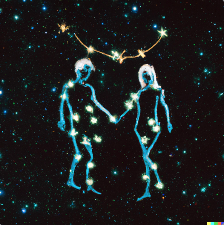 A romantic couple made of stars