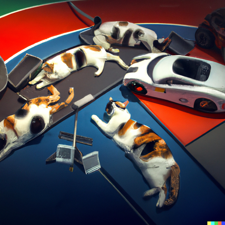 Cats on racing cars