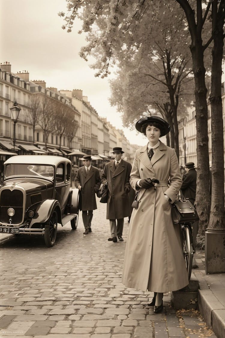 A vintage photo of a Parisian