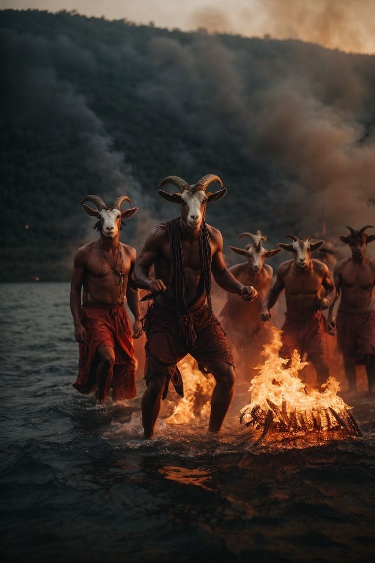 Fire and goat humans